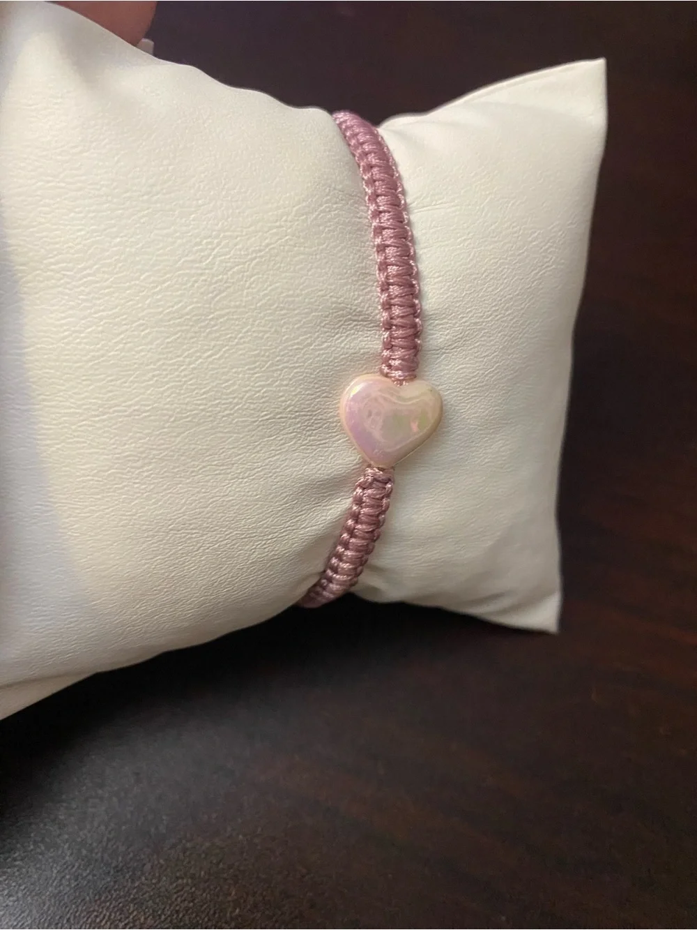 Pink Heart Macramé Bracelet with Glossy Heart Charm